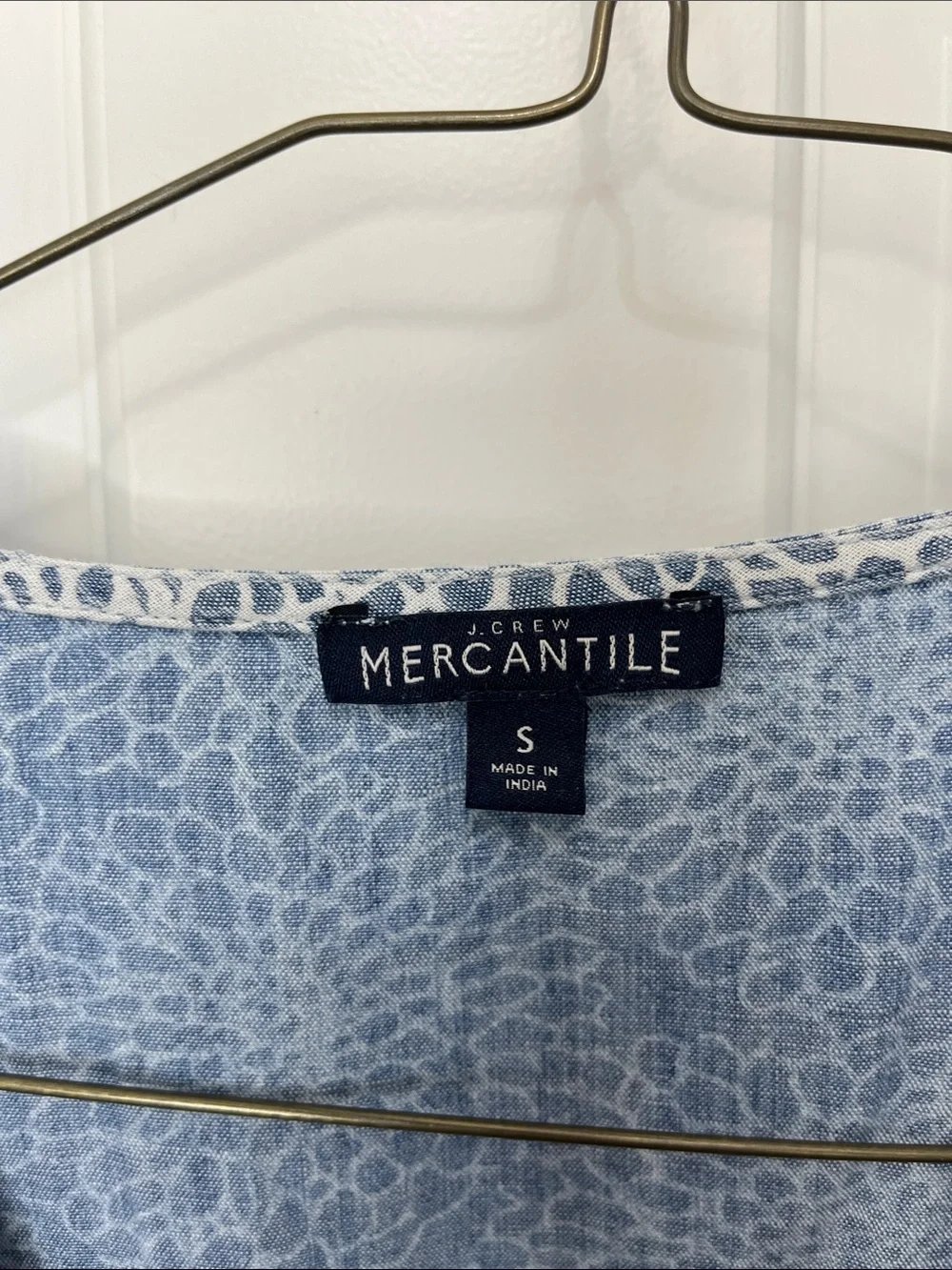 J. Crew Light Blue Denim Floral Printed Faux Wrap Mini Dress - Size Small